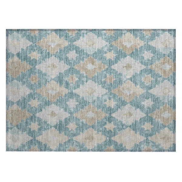 Chantille Machine Washable Indoor/Outdoor Abstract ACN3062 Teal 2 ft. x 3 ft. Accent Rug