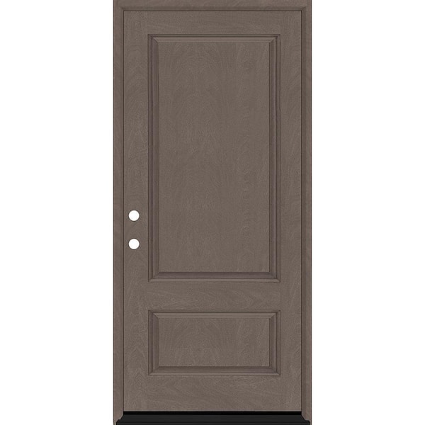 Steves & Sons Regency 36 in. x 80 in. 2-Panel 3/4-Squaretop RHIS Ashwood-Stained Fiberglass Prehung Front Door