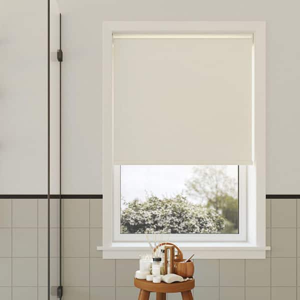Sun Zero Langley Cordless Ivory 100% Blackout Textured Fabric Roller Shade 27 in. W x 72 in. L