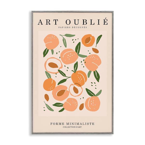 Stupell Industries Peaches Gallery Poster by Incado Gray Framed Food Giclee Art Print 18 in. x 12 in.