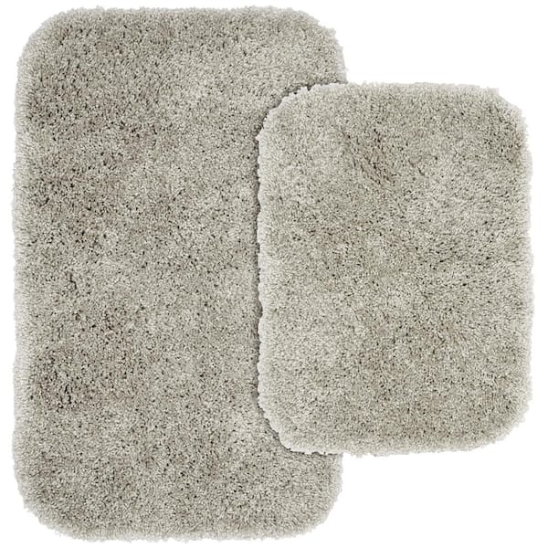 Serendipity Taupe 21 in. x 34 in. Washable Bathroom 2-Piece Rug Set