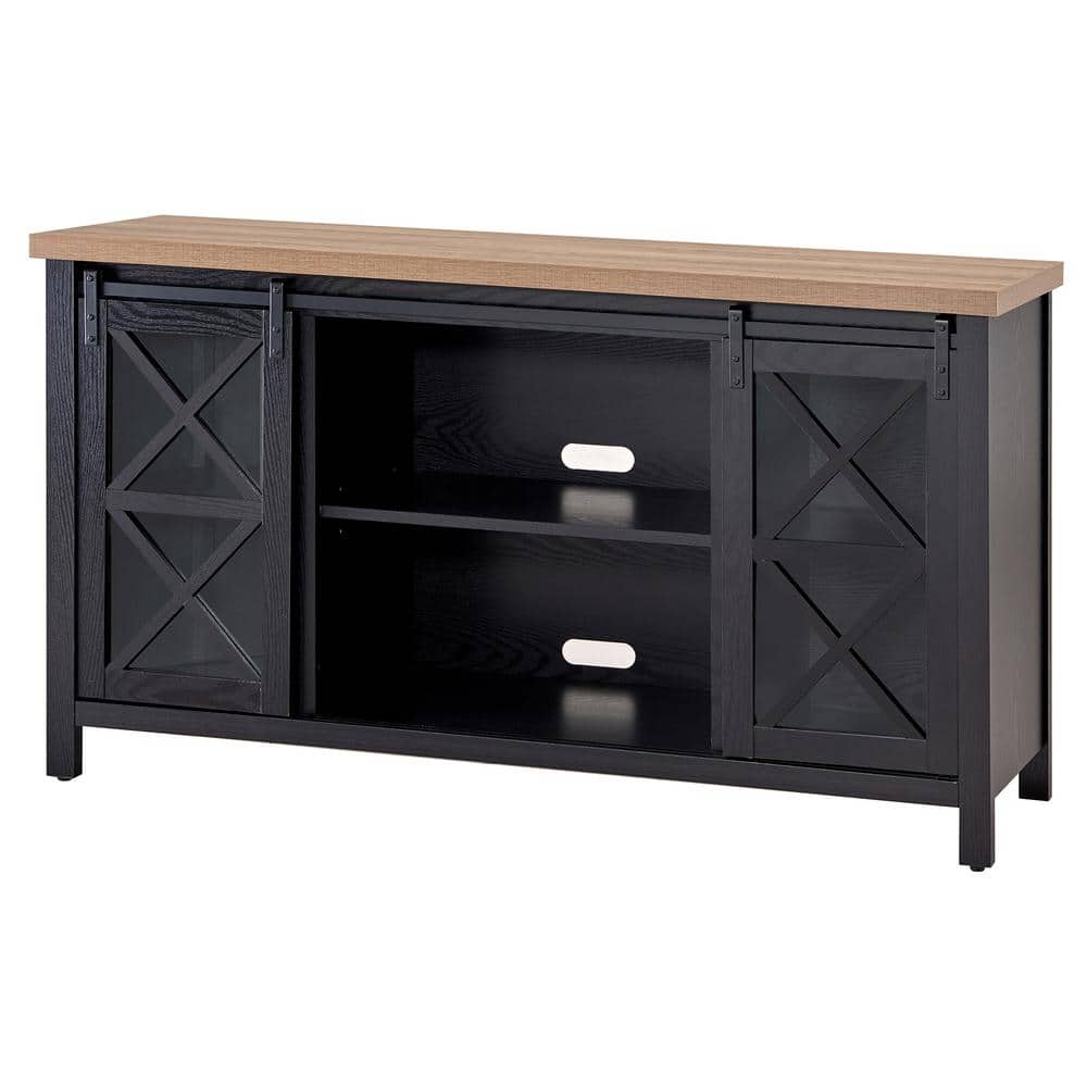 Clementine Black Grain & Golden Brown Metal TV Stand for 70-in TVs