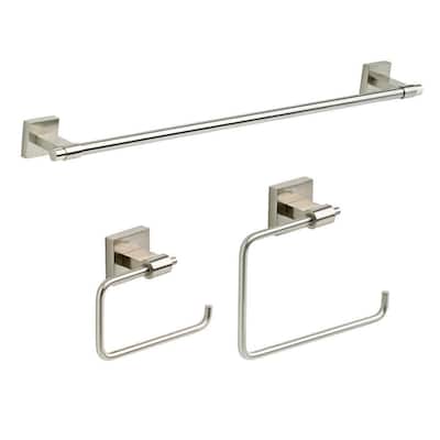 Maxted 3-Piece 24 in. Towel Bar, Toilet Paper Holder, Towel Ring Bath Accessory Set, Brushed Nickel