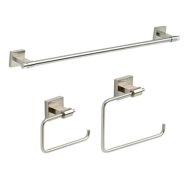 Franklin Brass Maxted 3-Piece 24 in. Towel Bar, Toilet Paper Holder, Towel Ring Bath Accessory Set, Brushed Nickel