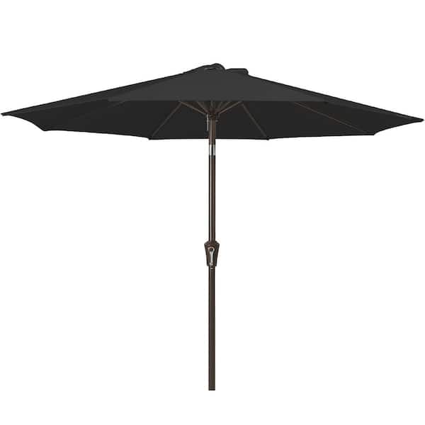 Unbranded Air Vented 9 ft. Alloy Steel Market Solar Tilt Half Patio Umbrella in Black