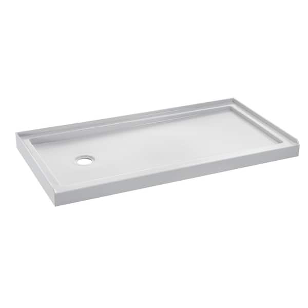 Wet Republic Equinox 60 in. W x 30 in. D Lucite Acrylic Shower Base Left Drain in White with Tile Flange