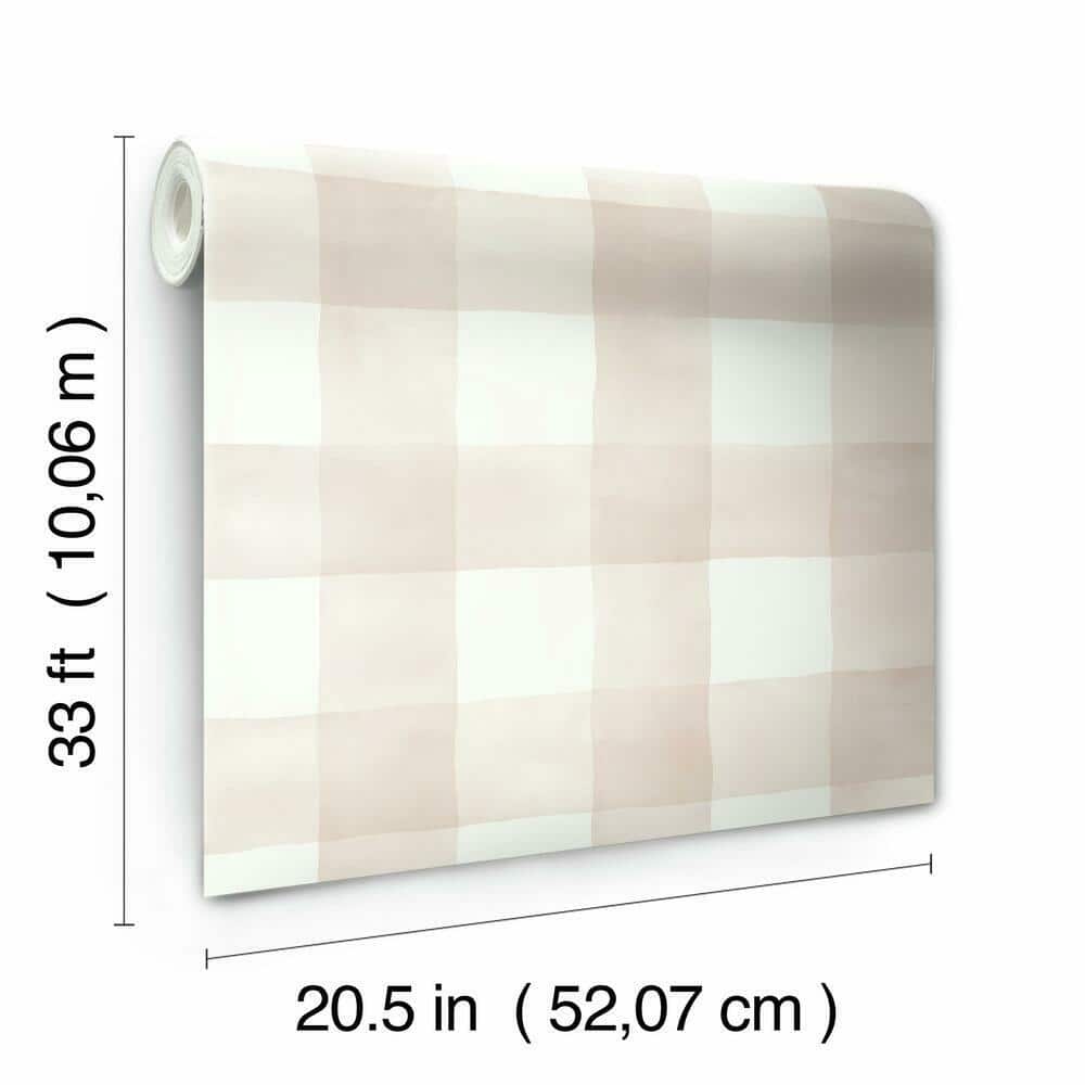 White and Pink Watercolor Check Removable Wallpaper