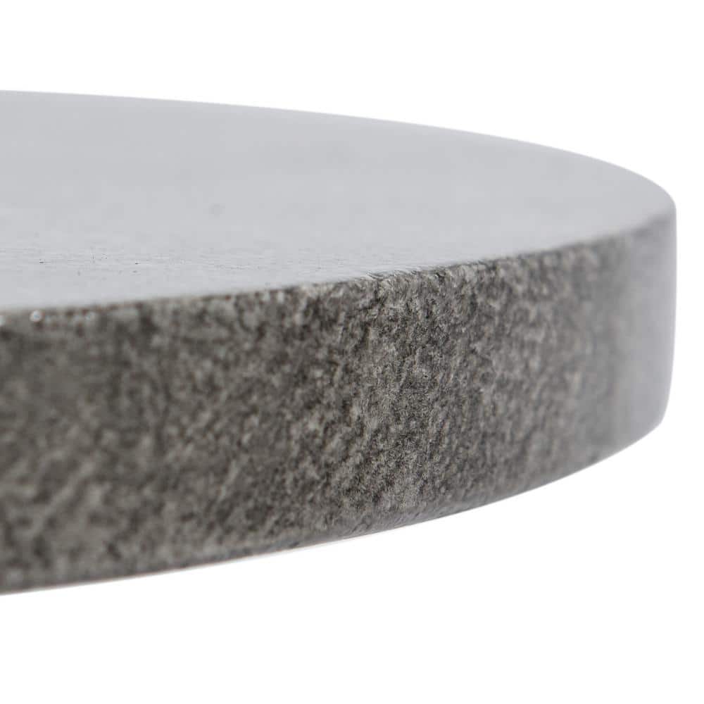 Gray and Bronze Round Concrete Metal Side Table