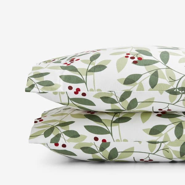 Company Cotton Velvet Berries & Leaves Flannel Pillowcase (Set of 2)