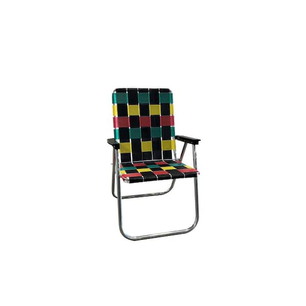 Unbranded Durable Rasta Aluminum Lightweight Stackable Folding Lawn Chair