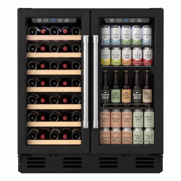 30.5 in. Dual Zone 36-Bottle and 110-Cans Built-in/Freestanding Beverage Cooler Fridge with Adjustable Shelves in Black
