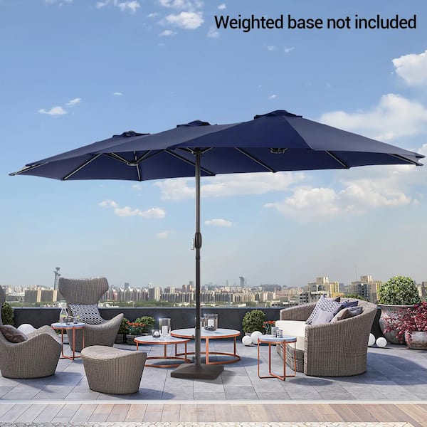 15 ft. x 9 ft. Outdoor Double-Sided Market Patio Umbrella with UPF50+ in Navy Blue