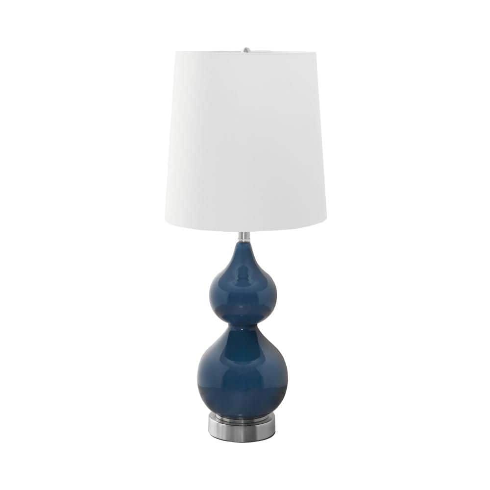 24 in. Blue Glass Contemporary Table Lamp with Double-Gourd Shape and Ivory Cone Shade for Living Room, Bedroom, Office price history on PriceWatchPro