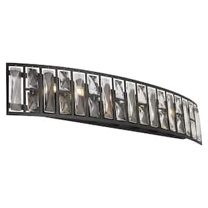 29.5 in. 7-Light Black Vanity Light with Crystal Glass Accents