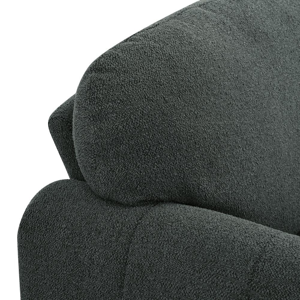 Charcoal Gray Tufted Faux Leather Lawson Sofa with Wood Legs