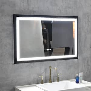40 in. W x 24 in. H Rectangular Framed Wall Mounted Bathroom Vanity Mirror, LED Lighted Makeup Vanity Mirror in Black