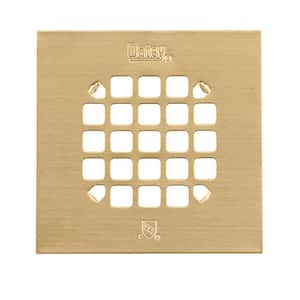 4-1/4 in. Snap-Tite Universal Square Shower Strainer in Brushed Gold