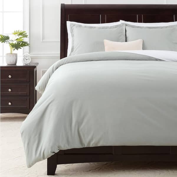 CHANASYA Chanasya Solid Color Sage Ultra Soft Bedding Microfiber Duvet Cover Set, King