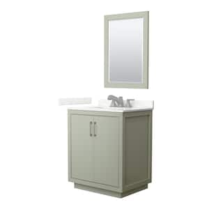 Icon 30 in. W x 22 in. D x 35 in. H Single Bath Vanity in Light Green with Giotto Quartz Top and 24 in. Mirror