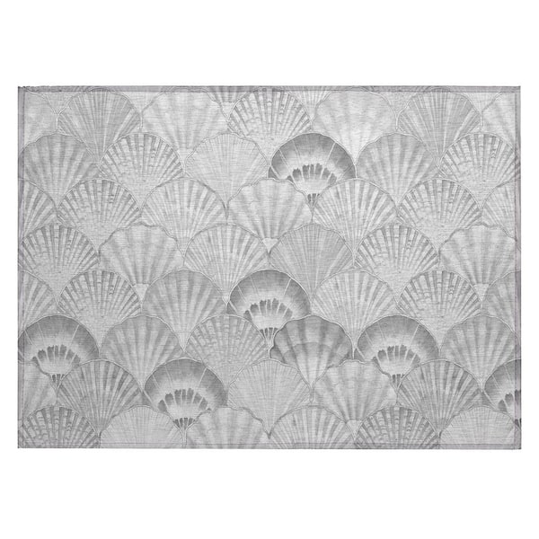 Surfside Gray 1 ft. 8 in. x 2 ft. 6 in. Geometric Indoor/Outdoor Area Rug