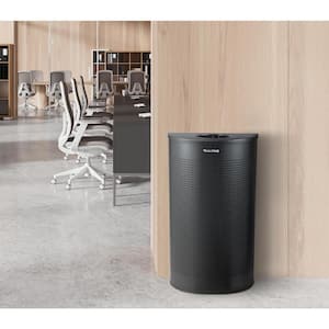 12 Gal. Black Perforated Steel Half-Round Open Top Commercial Metal Household Trash Can