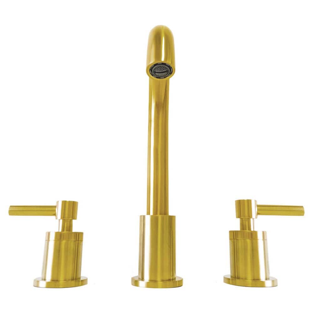 Faenza Collection 2214-GD Double Handle Widespread Bathroom Faucet with Drain Assembly in Gold -  Bellaterra Home