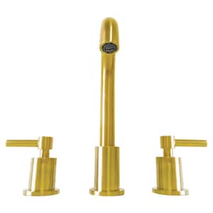 Faenza 8 in. Widespread Double Handle Bathroom Faucet with Drain Assembly in Gold