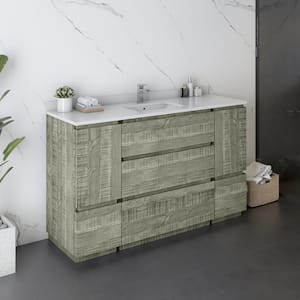 Formosa 54 in. W x 20 in. D x 35 in. H Bath Vanity in Sage Gray with Vanity Top in White with 1-White Sink