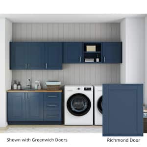 Richmond Valencia Blue Plywood Shaker Stock Ready to Assemble Kitchen-Laundry Cabinet Kit 24 in. x 84 in. x 120 in.