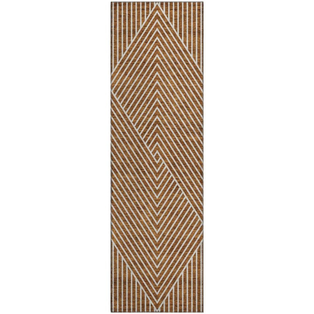 Mayfield Premium Machine Washable Abstract AMF937 Terracotta 2 ft. 3 in. x 7 ft. 6 in. Runner Rug price history on PriceWatchPro