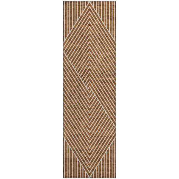 Addison Rugs Mayfield Premium Machine Washable Abstract AMF937 Terracotta 2 ft. 3 in. x 7 ft. 6 in. Runner Rug