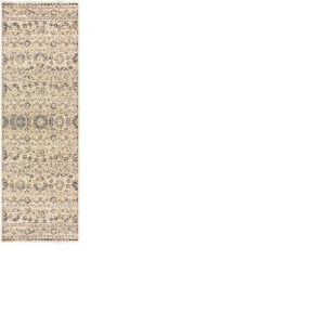 Fawn Beige 2 ft. 7 in. x 8 ft. Floral Abstract Polypropylene Runner Rug