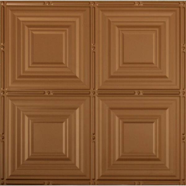 Global Specialty Products Dimensions 2 ft. x 2 ft. Aged Copper Tin Ceiling Tile for Refacing in T-Grid Systems