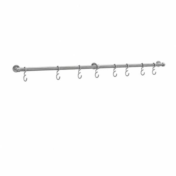 Black Ceiling Pot Rack with 16 Detachable S-Hooks and 100 lb Capacity, 32-Inch Hanging Shelf