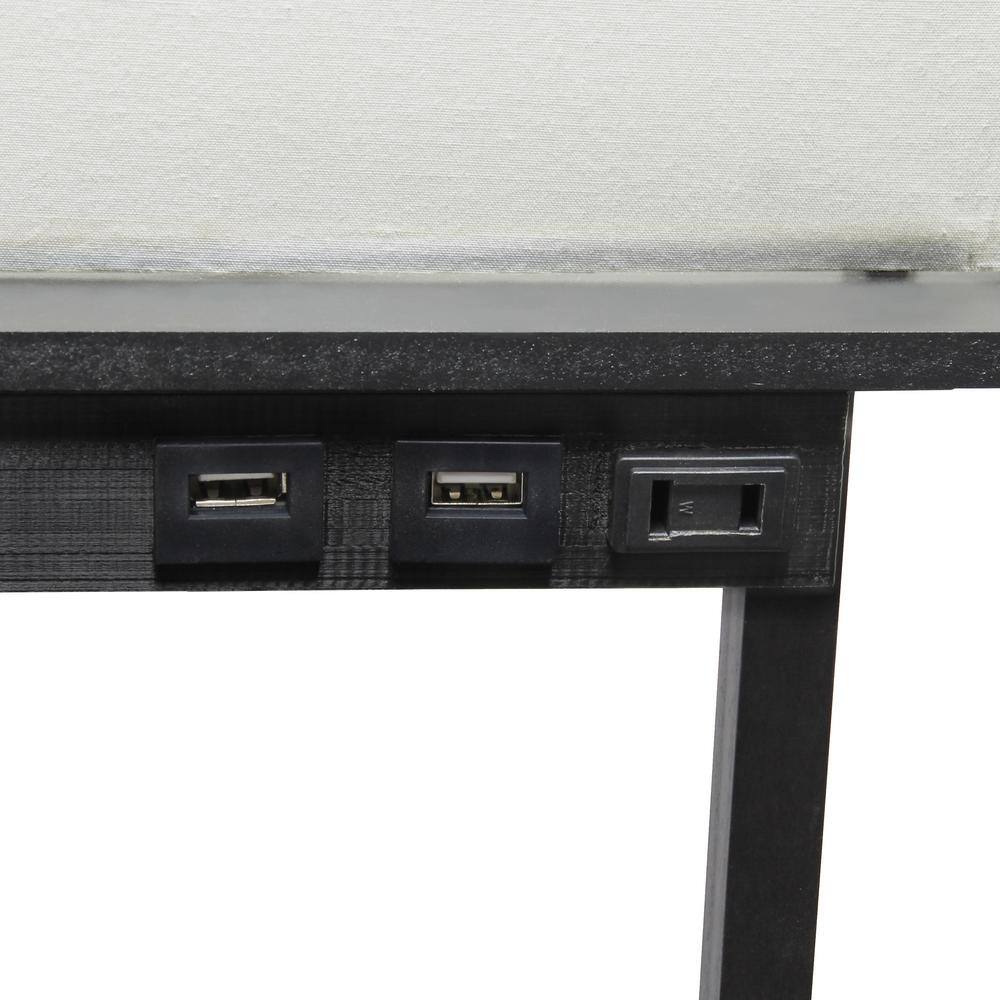 Black 62.5" Floor Lamp with Shelves and USB Ports