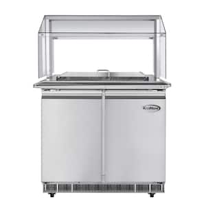36 in. Cold Food Table Refrigerator with Sneeze Guard and Buffet Tray Slide in Stainless-Steel