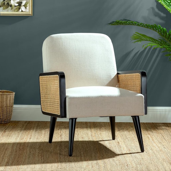 JAYDEN CREATION Elva Linen Polyester Arm Chair (Set of 1)