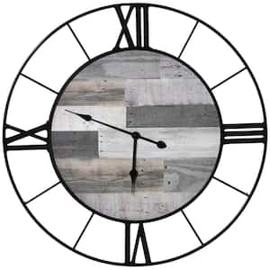 32 in. Large Wall Clock, Silent Non Ticking Metal Farmhouse Clocks for Living Room Decor