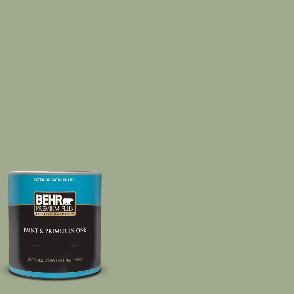 BEHR PREMIUM PLUS 1 qt. #PMD-36 Mountain Sage Satin Enamel Exterior ...