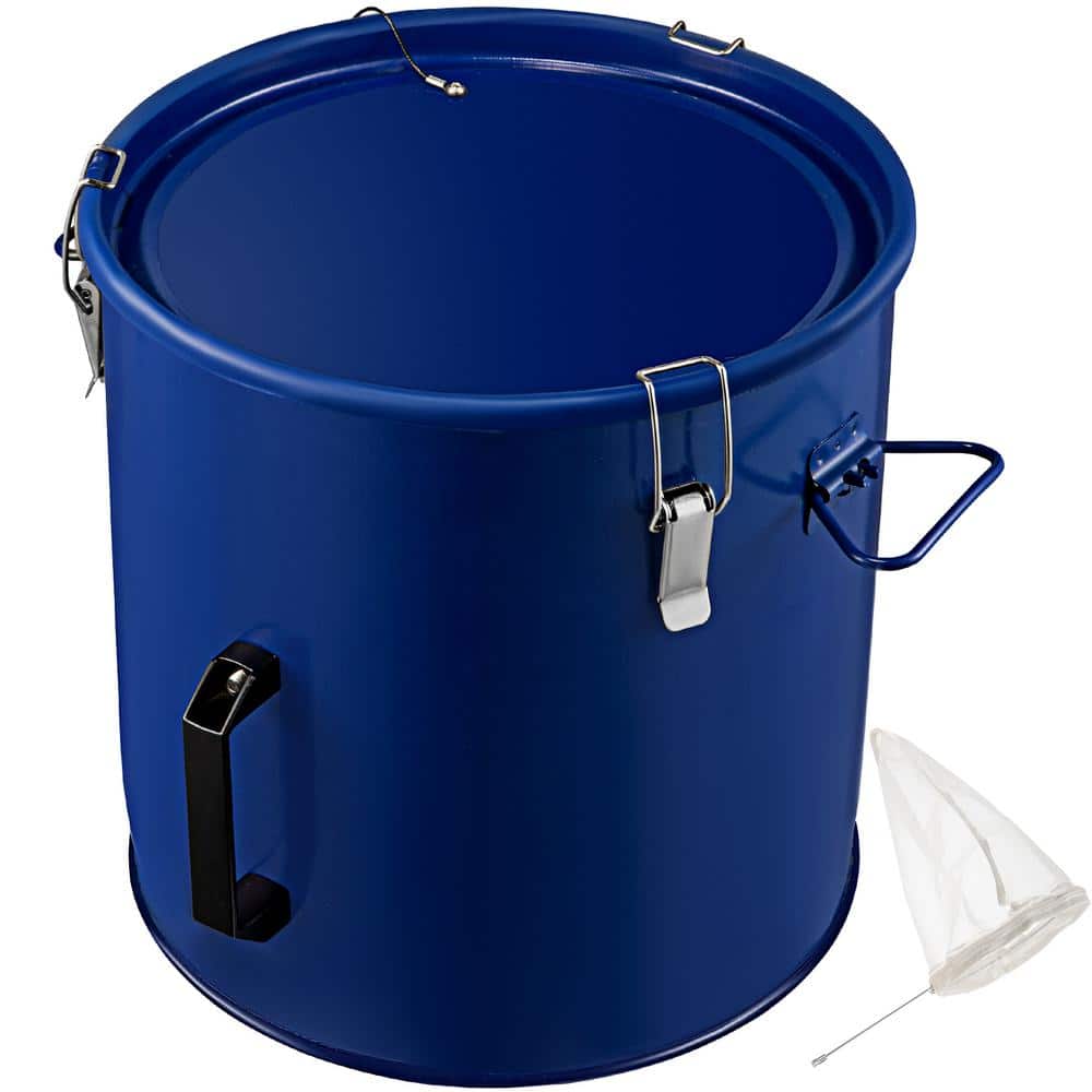 VEVOR Fryer Grease Bucket 10 Gal. Thickened Steel Rust-Proof Coating Fryer Oil Bucket with Filter Bag for Hot Cooking, Blue - The Home Depot