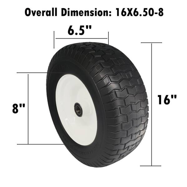 thumbnail image 2 of VEVOR 16x6.50-8 Lawn Mower Tires And Wheels Set Of 2 - Turf Savers With Steel Rims, 615lb Load Capacity 2 of 4