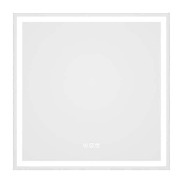 Hausvita 36 in. W x 36 in. H Square Frameless LED Wall Bathroom Vanity Mirror, Tempered Glass