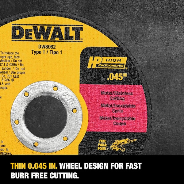 DEWALT - 4-1/2 in. x .045 in. x 7/8 in. Metal and Stainless Cutting Wheel (100-Pack)