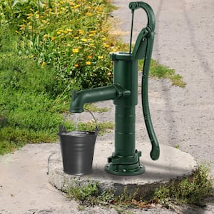 Hand Water Pump 15.7 in. x 9.4 in. x 51.6 in. Cast Iron Pitcher Pump 26 in. Pump Stand For Yard Ponds Garden, Green