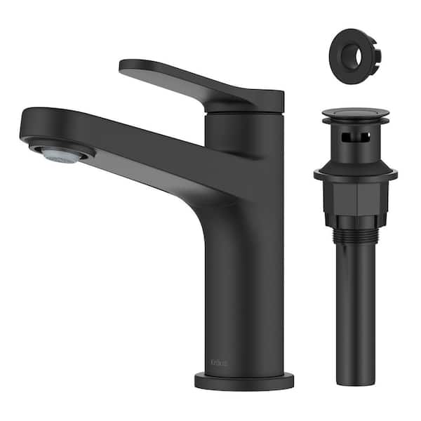 Indy Single Handle Bathroom Faucet in Matte Black with Pop Up Drain and Supply Lines