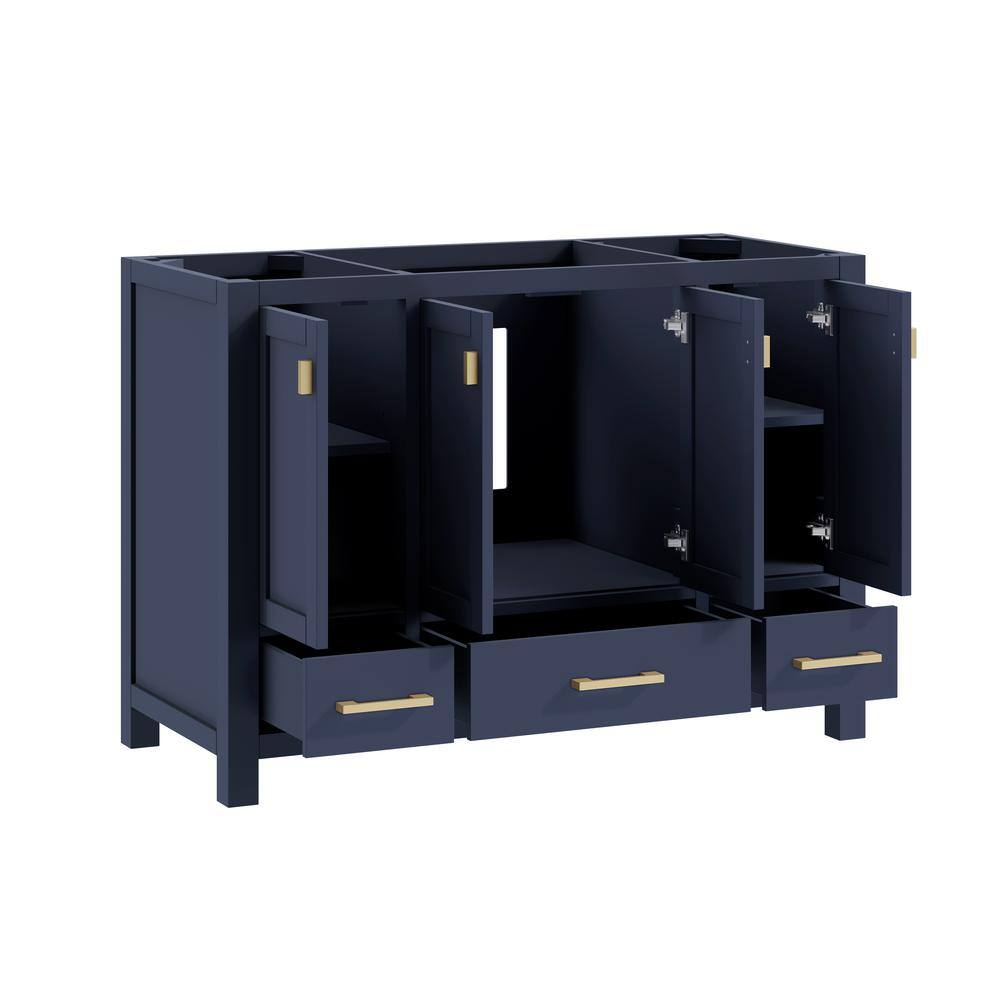 Navy Blue Solid Wood 48" Single Bathroom Vanity with Marble Top