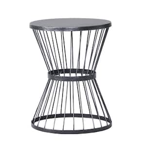 Matte Black Iron Round Outdoor Side Table 1-Piece