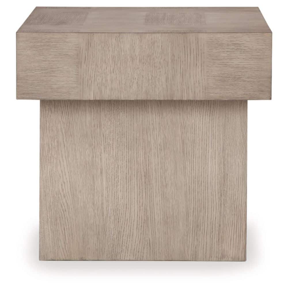 Light Grayish Brown Square Wood End Table