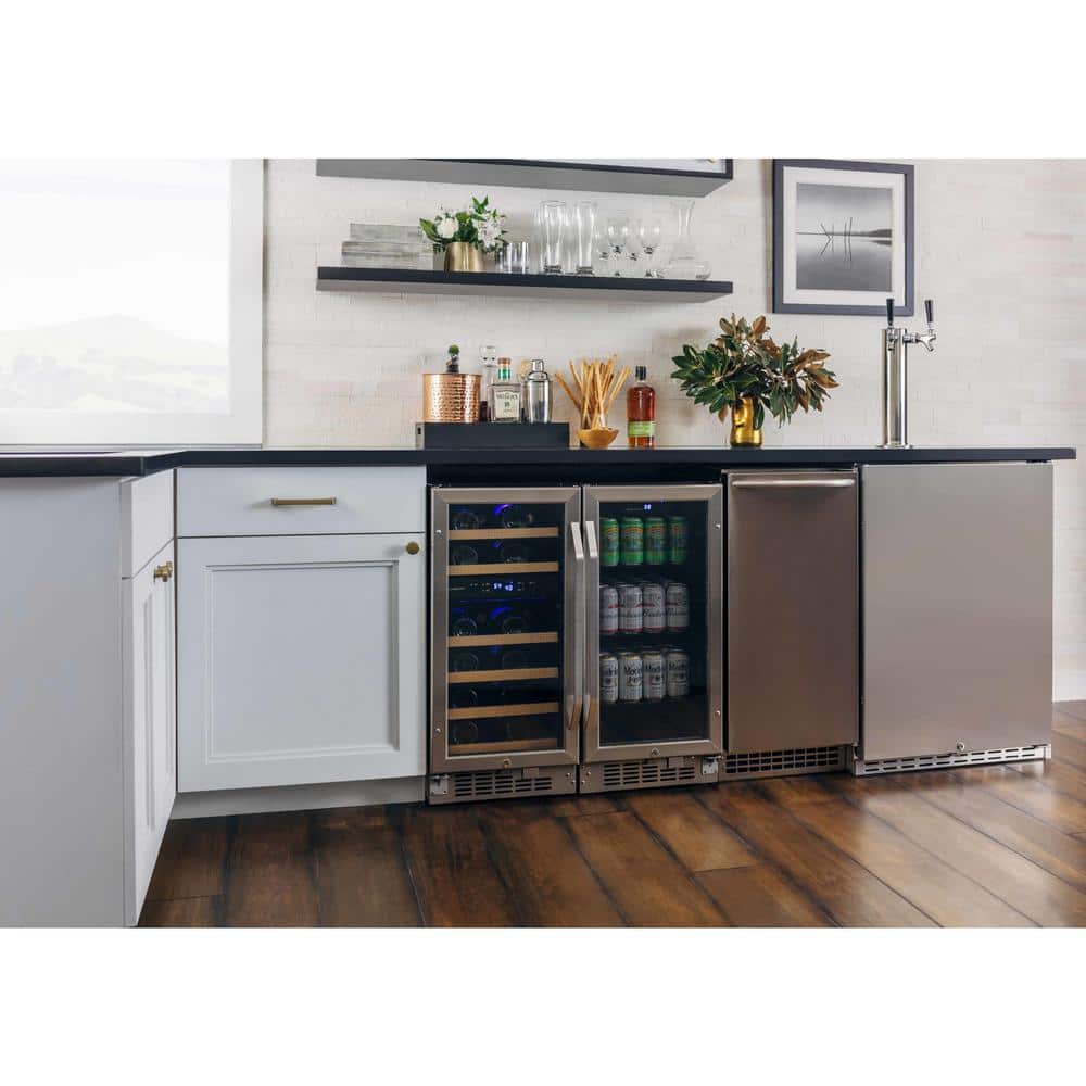 EdgeStar 15-Inch Stainless Steel Undercounter Beverage Cooler with Glass Door