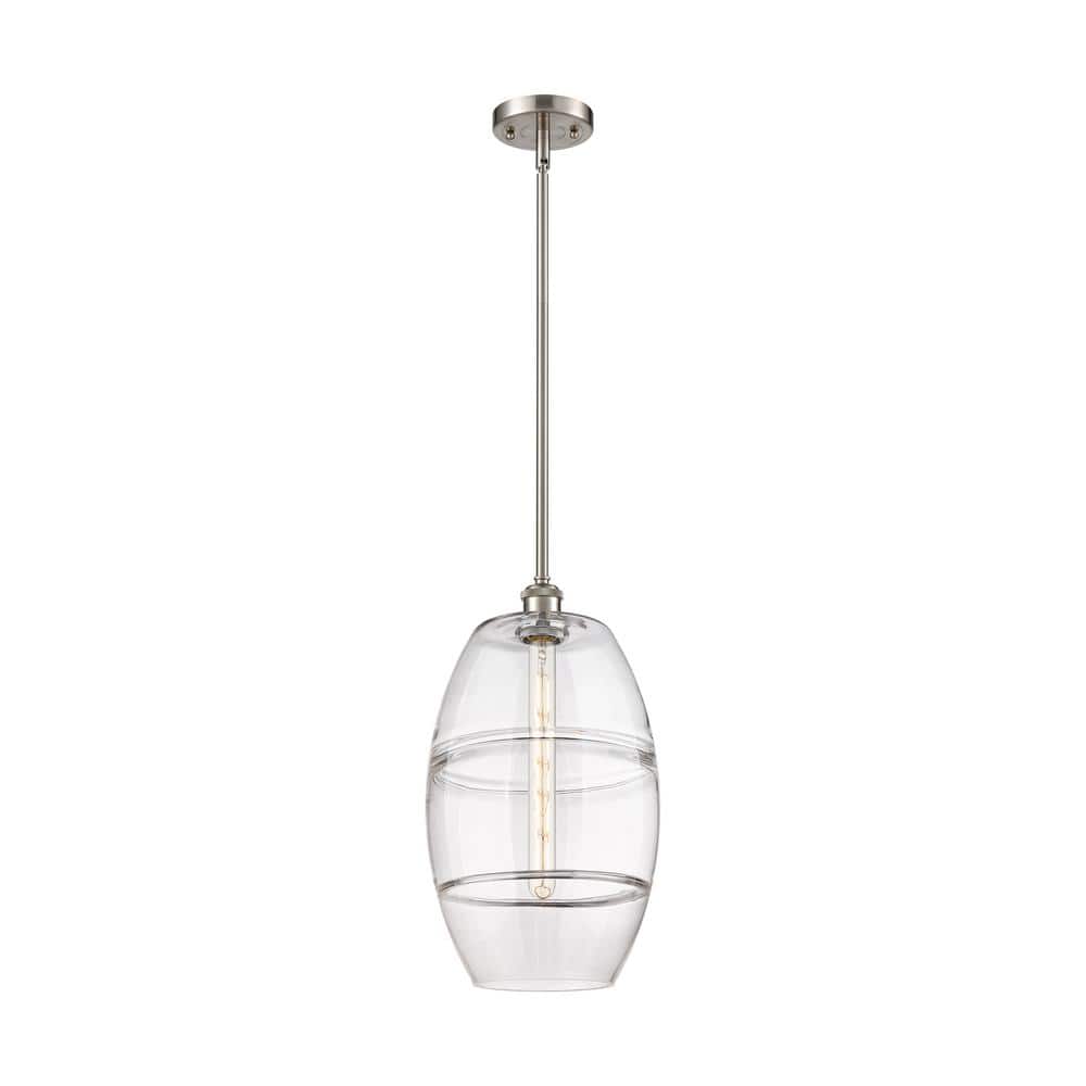 Vaz 100-Watt 1-Light Brushed Satin Nickel Standard Mini Pendant Light with Clear Glass Shade, No Bulbs Included price history on PriceWatchPro